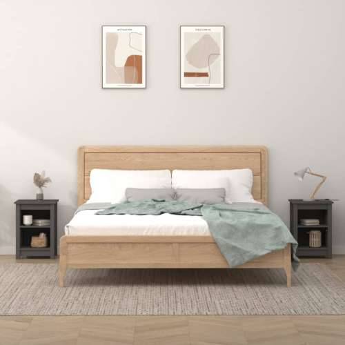 Noćni ormarići 2 kom sivi 40x35x55 cm od masivne borovine - Siva 2 Cijena