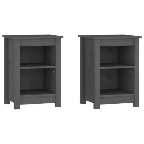 Noćni ormarići 2 kom sivi 40x35x55 cm od masivne borovine - Siva 2 Cijena