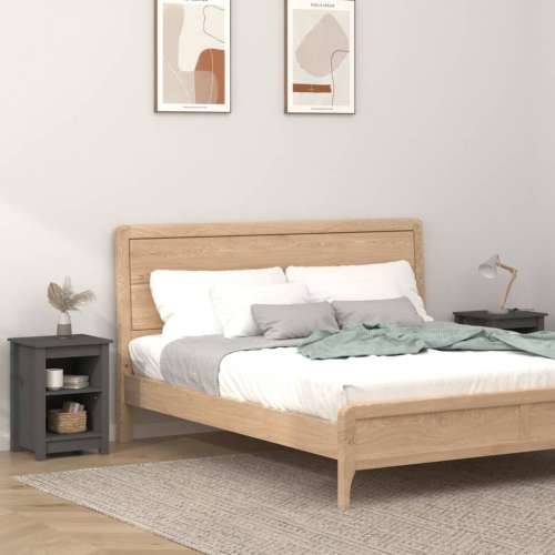 Noćni ormarići 2 kom sivi 40x35x55 cm od masivne borovine - Siva 2 Cijena