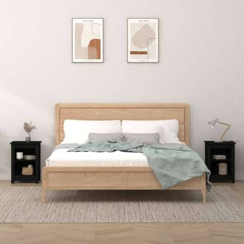 Noćni ormarići 2 kom crni 40x35x55 cm od masivne borovine - Crna 2 Cijena