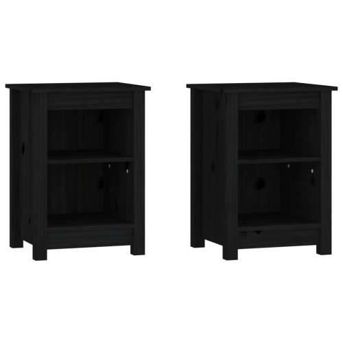 Noćni ormarići 2 kom crni 40x35x55 cm od masivne borovine - Crna 2 Cijena