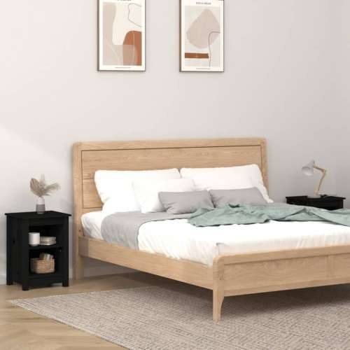 Noćni ormarići 2 kom crni 40x35x55 cm od masivne borovine - Crna 2 Cijena