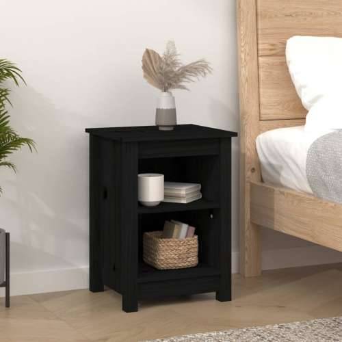 Noćni ormarići 2 kom crni 40x35x55 cm od masivne borovine - Crna 2 Cijena