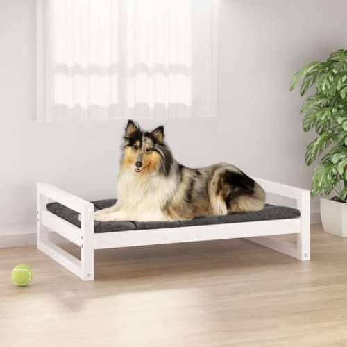 Krevet za pse bijeli 95,5 x 65,5 x 28 cm od masivne borovine Cijena