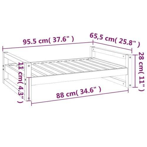 Krevet za pse bijeli 95,5 x 65,5 x 28 cm od masivne borovine Cijena