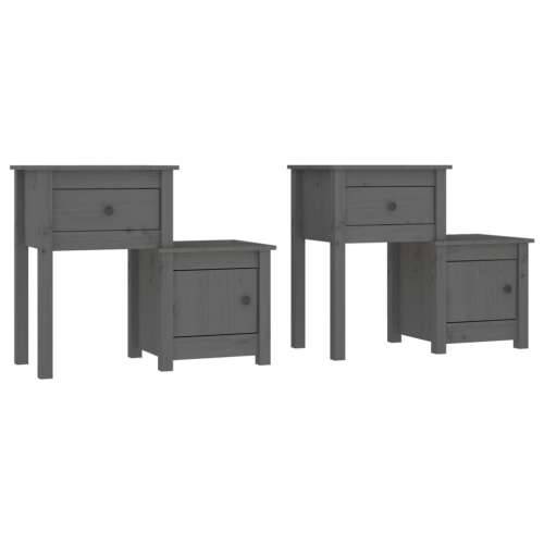 Noćni ormarići 2 kom sivi 79,5x38x65,5 cm od masivne borovine - Siva 2 Cijena