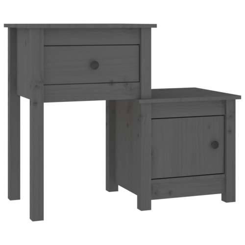 Noćni ormarići 2 kom sivi 79,5x38x65,5 cm od masivne borovine - Siva 2 Cijena