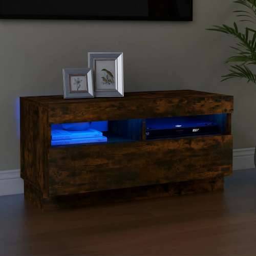 TV ormarić s LED svjetlima boja dimljenog hrasta 80x35x40 cm - Dimljeni hrast 1 80 cm Cijena
