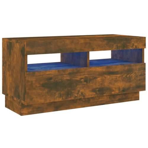 TV ormarić s LED svjetlima boja dimljenog hrasta 80x35x40 cm - Dimljeni hrast 1 80 cm Cijena