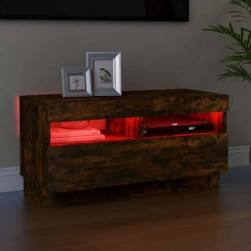 TV ormarić s LED svjetlima boja dimljenog hrasta 80x35x40 cm - Dimljeni hrast 1 80 cm Cijena
