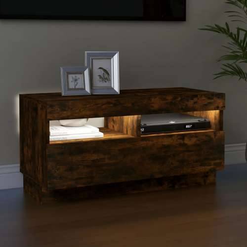 TV ormarić s LED svjetlima boja dimljenog hrasta 80x35x40 cm - Dimljeni hrast 1 80 cm Cijena