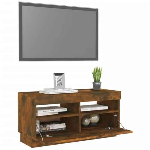TV ormarić s LED svjetlima boja dimljenog hrasta 80x35x40 cm - Dimljeni hrast 1 80 cm Cijena