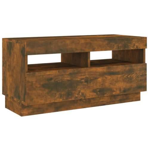 TV ormarić s LED svjetlima boja dimljenog hrasta 80x35x40 cm - Dimljeni hrast 1 80 cm Cijena