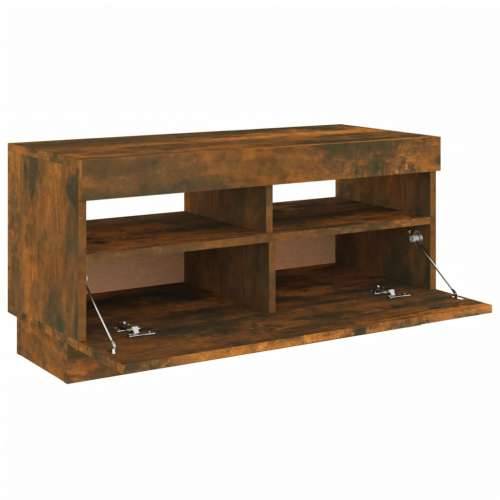 TV ormarić s LED svjetlima boja dimljenog hrasta 80x35x40 cm - Dimljeni hrast 1 80 cm Cijena