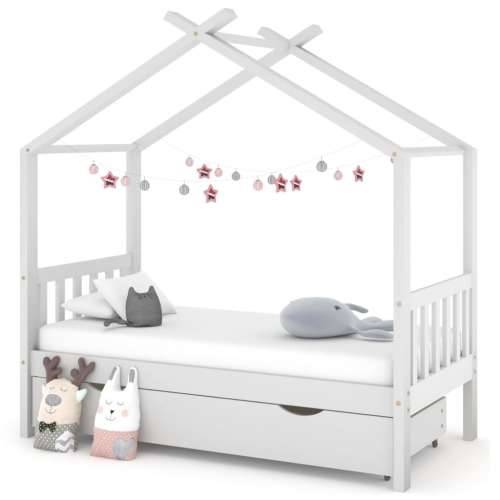 Okvir za dječji krevet s ladicom bijeli 80 x 160 cm od borovine Cijena