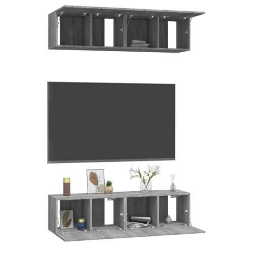 Zidni TV ormarići 4 kom boja sivog hrasta 60x30x30 cm drveni - Sivi hrast sonoma 4 60 cm Cijena
