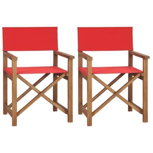 Redateljske stolice 2 kom od masivne tikovine crvene Cijena