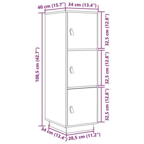 Visoka komoda bijela 34 x 40 x 108,5 cm od masivne borovine - Bijela 1 Cijena