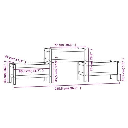 Sadilica siva 245,5x44x75 cm od masivne borovine - Siva 245.5 x 44 x 75 cm 1 Cijena