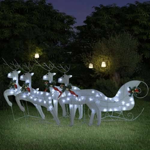 Ukrasni božićni sobovi i sanjke 100 LED žarulja vanjski bijeli