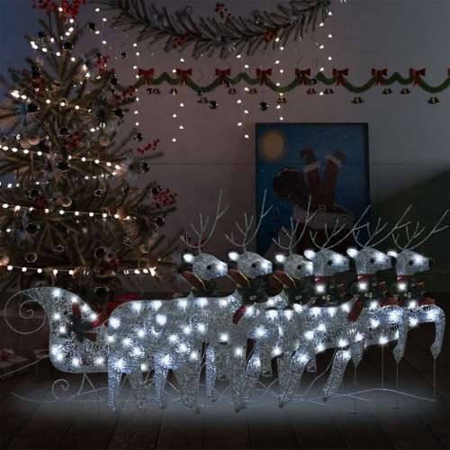 Ukrasni božićni sobovi i sanjke 140 LED žarulja vanjski srebrni Cijena