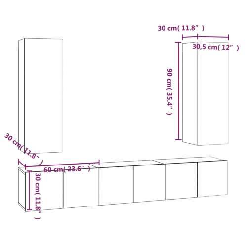 5-dijelni set TV ormarića boja dimljenog hrasta drveni - Dimljeni hrast 5 60 cm Cijena