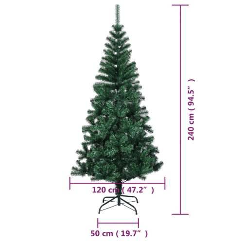 Umjetno božićno drvce s obojenim vrhovima zeleno 240 cm PVC - Zelena 240 x 120 cm 1 Cijena