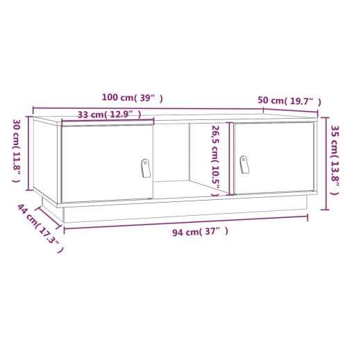 Stolić za kavu sivi 100 x 50 x 35 cm od masivne borovine - Siva 1 Cijena