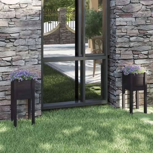 Vrtne sadilice 2 kom crne 31 x 31 x 70 cm od masivne borovine - Crna 2 1 Cijena