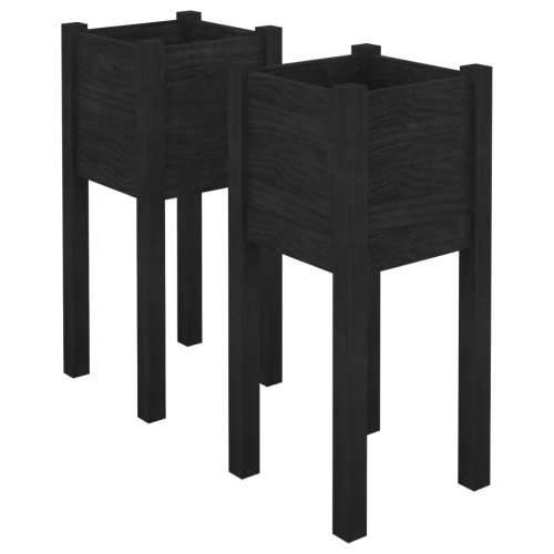 Vrtne sadilice 2 kom crne 31 x 31 x 70 cm od masivne borovine - Crna 2 1 Cijena