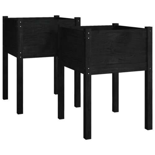 Vrtne sadilice 2 kom crne 50 x 50 x 70 cm od masivne borovine - Crna 2 1 Cijena