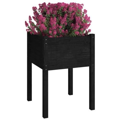 Vrtne sadilice 2 kom crne 50 x 50 x 70 cm od masivne borovine - Crna 2 1 Cijena