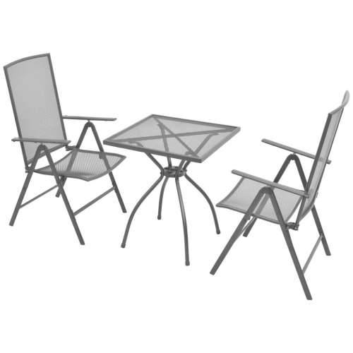 3-dijelni bistro set sa sklopivim stolicama čelični antracit