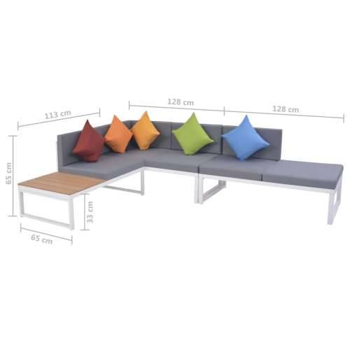 5-Dijelna vrtna garnitura od aluminija i WPC-a s jastucima - Set sofe i ležaljke za sunčanje Da 5 Cijena