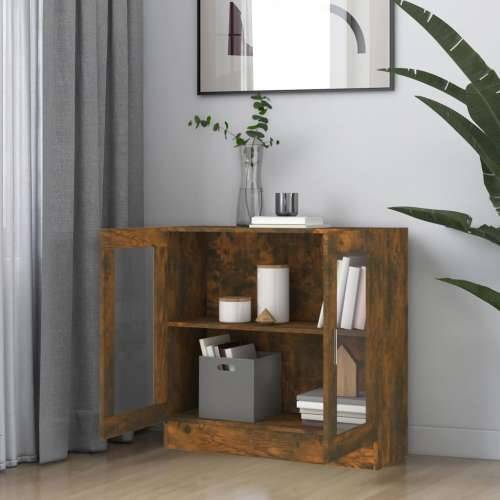 Vitrina boja dimljenog hrasta 82,5x30,5x80 cm konstruirano drvo - Dimljeni hrast 1 80 cm Cijena