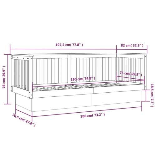 Dnevni ležaj sivi 75x190 cm od masivne borovine - Siva 75 x 190 cm Cijena