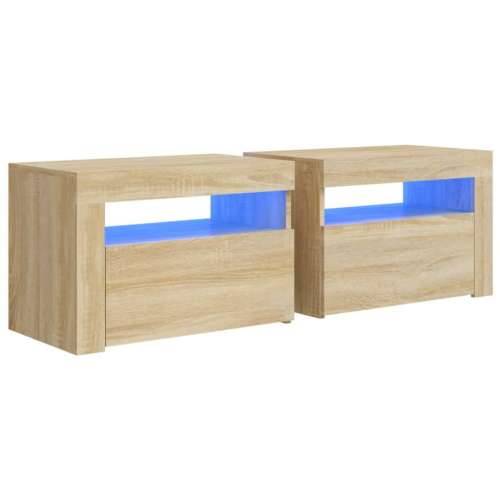 Noćni ormarići 2 kom s LED svjetlima boja hrasta 60x35x40 cm - sonoma hrast 2 Cijena