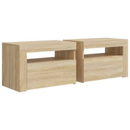 Noćni ormarići 2 kom s LED svjetlima boja hrasta 60x35x40 cm - sonoma hrast 2 Cijena