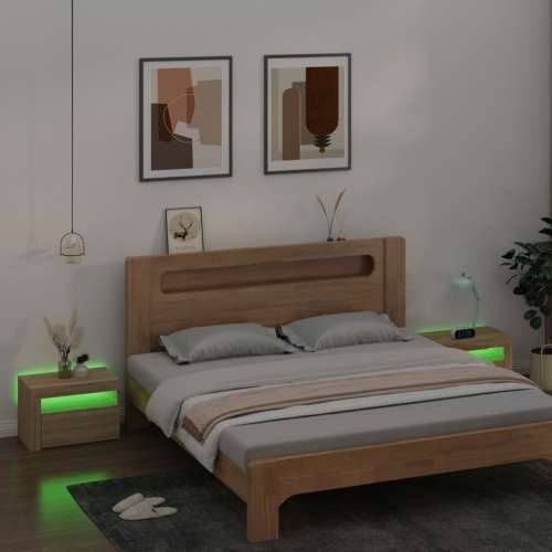 Noćni ormarići 2 kom s LED svjetlima boja hrasta 60x35x40 cm - sonoma hrast 2 Cijena
