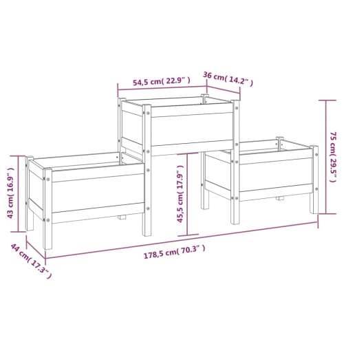 Sadilica siva 178,5 x 44 x 75 cm od masivne borovine - Siva 178.5 x 44 x 75 cm 1 Cijena