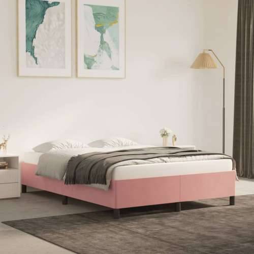 Okvir za krevet ružičasti 140 x 190 cm baršunasti