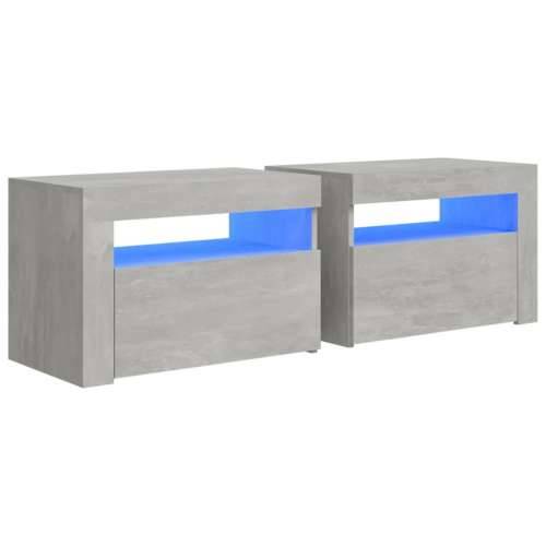 Noćni ormarići 2 kom s LED svjetlima boja betona 60x35x40 cm - Beton siva 2 Cijena