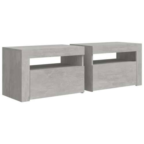Noćni ormarići 2 kom s LED svjetlima boja betona 60x35x40 cm - Beton siva 2 Cijena
