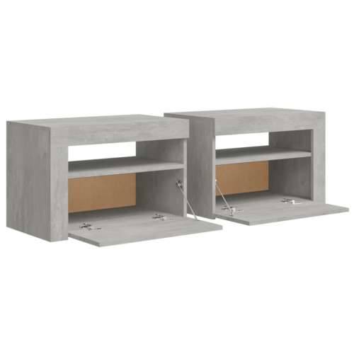 Noćni ormarići 2 kom s LED svjetlima boja betona 60x35x40 cm - Beton siva 2 Cijena