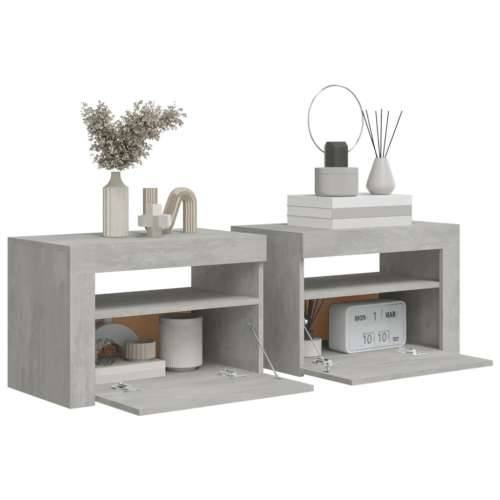 Noćni ormarići 2 kom s LED svjetlima boja betona 60x35x40 cm - Beton siva 2 Cijena