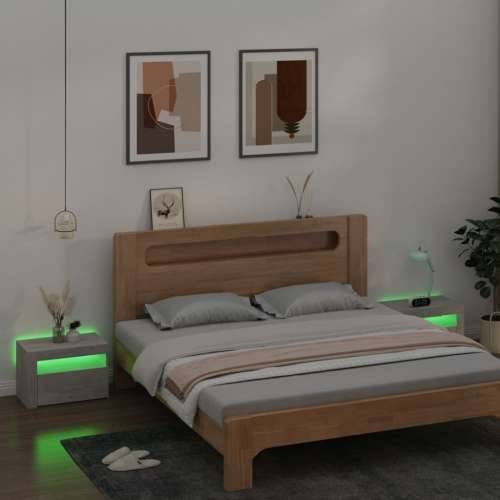 Noćni ormarići 2 kom s LED svjetlima boja betona 60x35x40 cm - Beton siva 2 Cijena