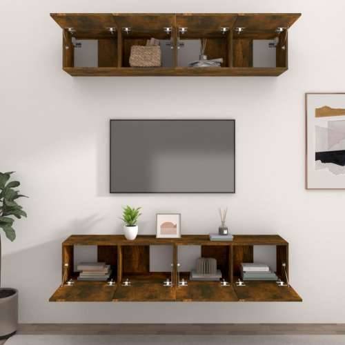 TV ormarići 4 kom boja dimljenog hrasta 80 x 30 x 30 cm drveni - Dimljeni hrast 4 80 cm Cijena