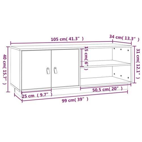 TV ormarić crni 105 x 34 x 40 cm od masivne borovine - Crna 1 Cijena