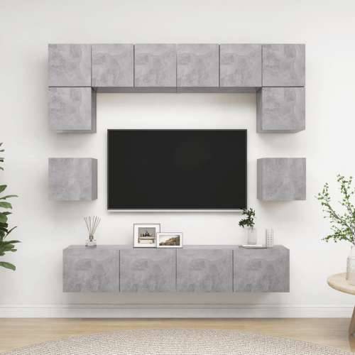 8-dijelni set TV ormarića siva boja betona konstruirano drvo - Beton siva 1 80 cm Cijena