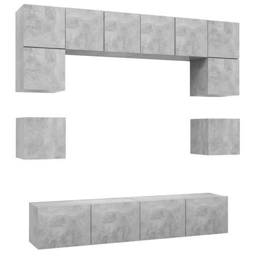 8-dijelni set TV ormarića siva boja betona konstruirano drvo - Beton siva 1 80 cm Cijena